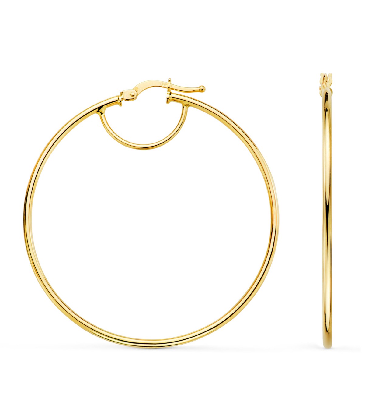 Boucles d'oreilles créole or 750 43 mm. Bijoux femme en or 18K. Épaisseur 1,5 mm.
