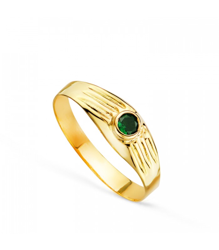 Chevalière Shoko or 18K pierre vert. Chevalières bébé et bagues petit doigt femme.
