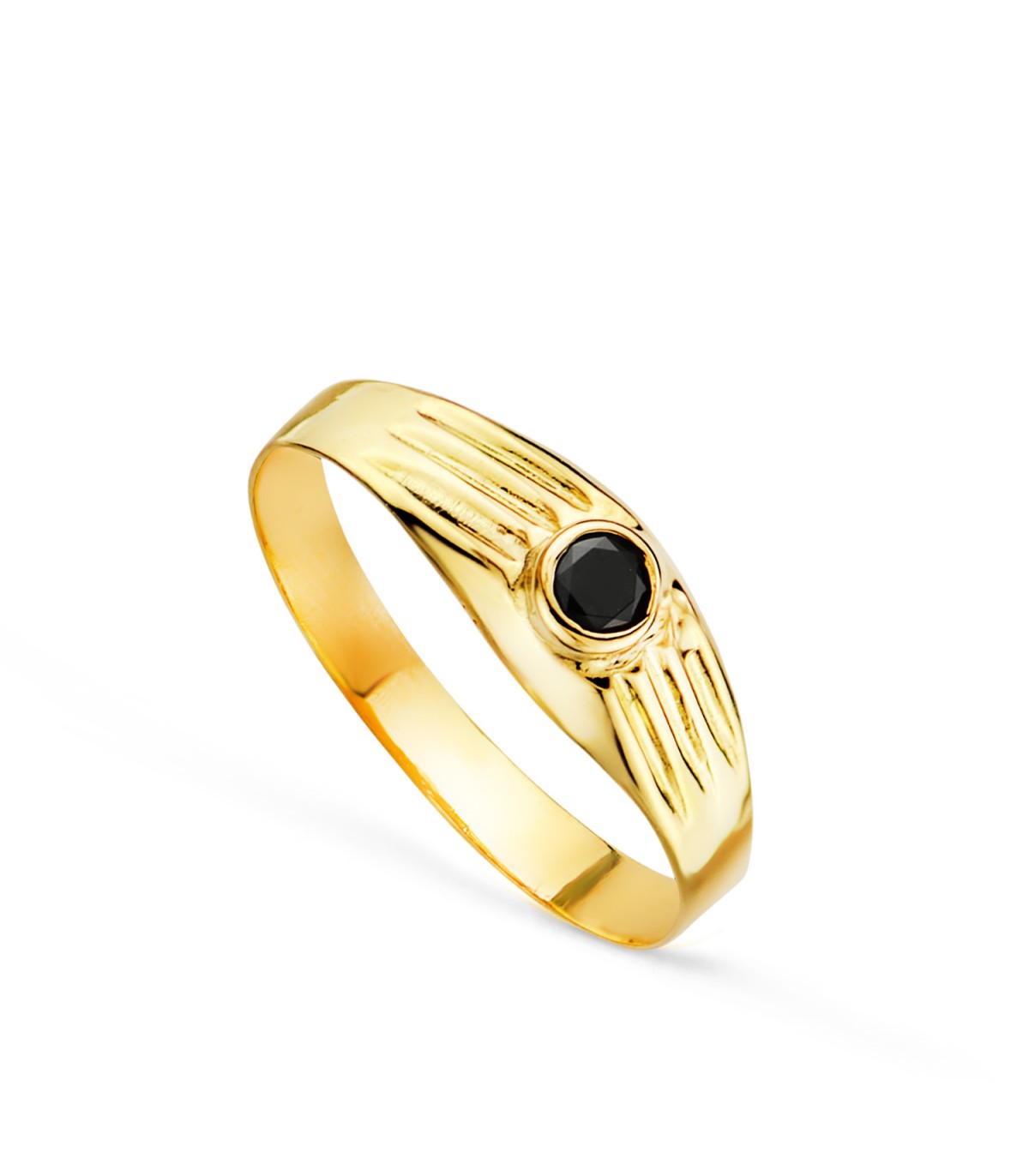 Sello Shoko oro 18K piedra negra. Sellos para bebé y anillos para el dedo meñique de mujer.