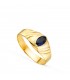 Anello chevalier Nagare Oro 18Kt pietra blu ovale, ideale bambini, nascita, dito mignolo.