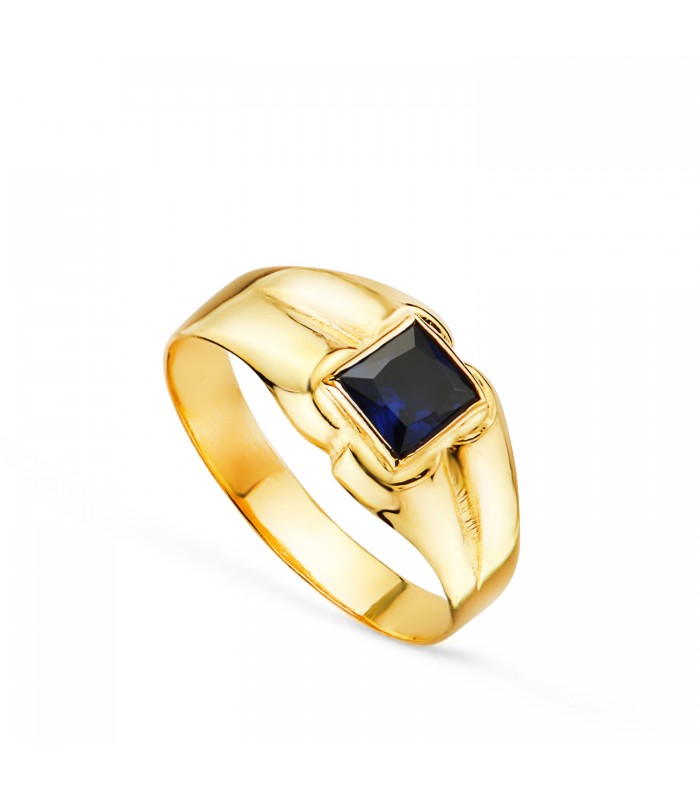 Chevalière Kaizen or 18K pierre bleu. Chevalières bébé et bagues petit doigt femme.