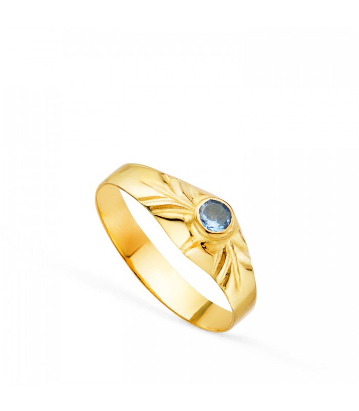 Chevalière Kyomu or 18K aigue-marine. Chevalières bébé et bagues petit doigt femme.