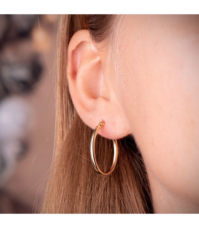 Pendientes aro hueco Oro amarillo 18K 24mm | Pendientes Mujer, joyas online.