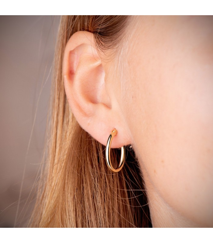 Pendientes aro hueco Oro amarillo 18K 19mm | Pendientes Mujer, joyas online.