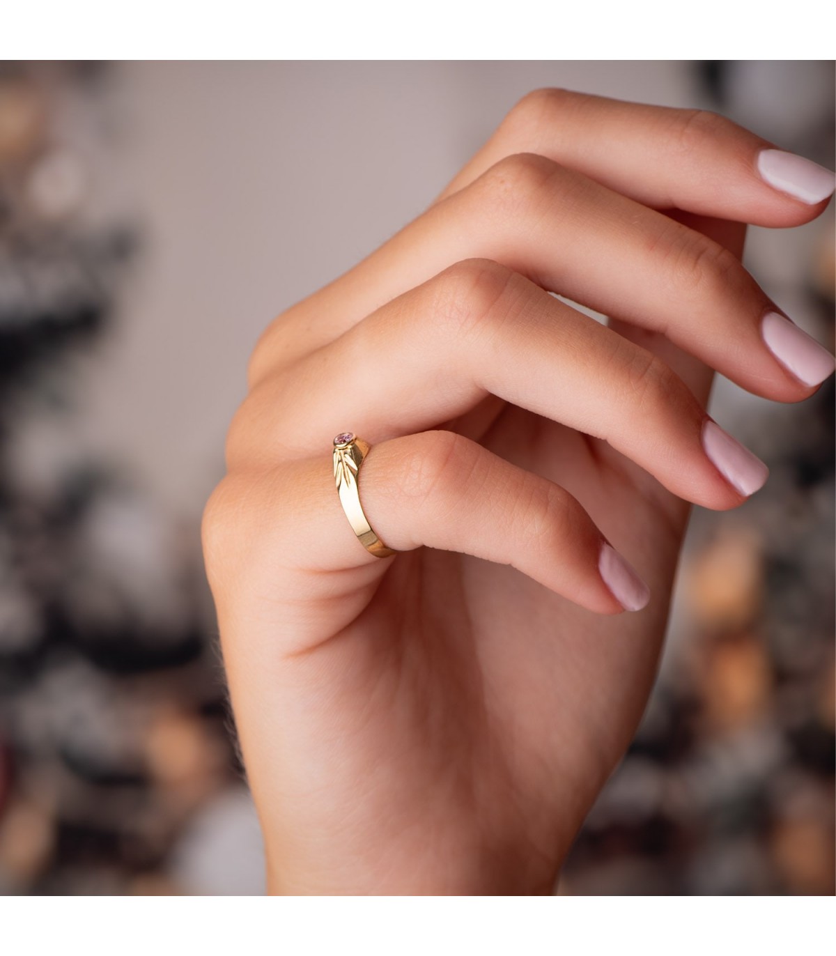 Sello Kyomu oro 18K rosa. Sellos para bebé y anillos para el dedo meñique de mujer.