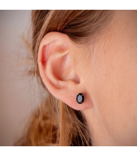 Boucles d'oreilles ovale bleu Or 18K 7mm