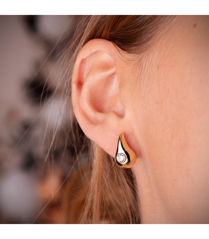 Boucles d'oreilles Gouttes zircones Or 18K