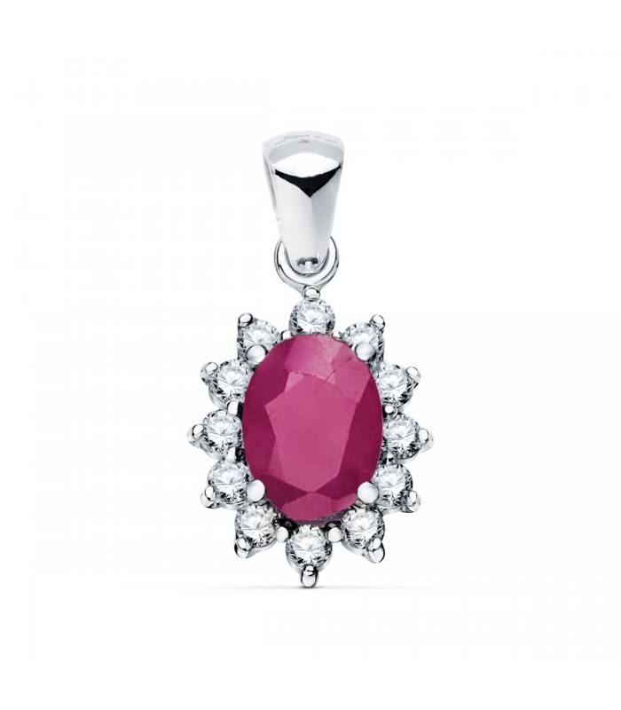 Pendentif Sybil Or 18K Rubis et Diamants. Pendentif pour femme en or blanc. Haute joaillerie.