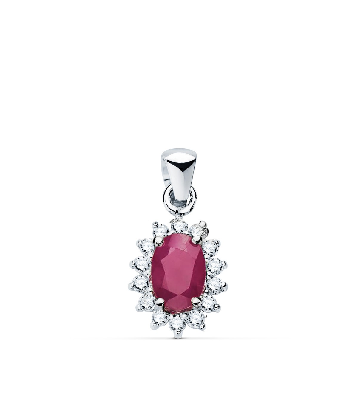Ciondolo Jasmin 0.14 ct 18 Kt Rubino. Ciondolo da donna con pietra preziosa e diamanti. Gioielli da sposa.