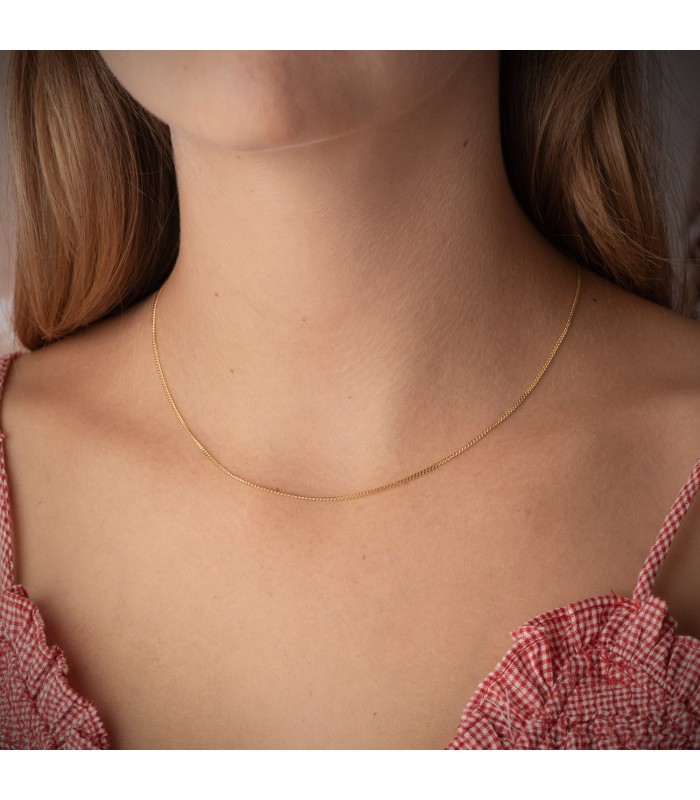 Cadena de oro fina 18 kilates modelo Barbada - 40 cm x 1 mm - cadenitas de oro para mujer