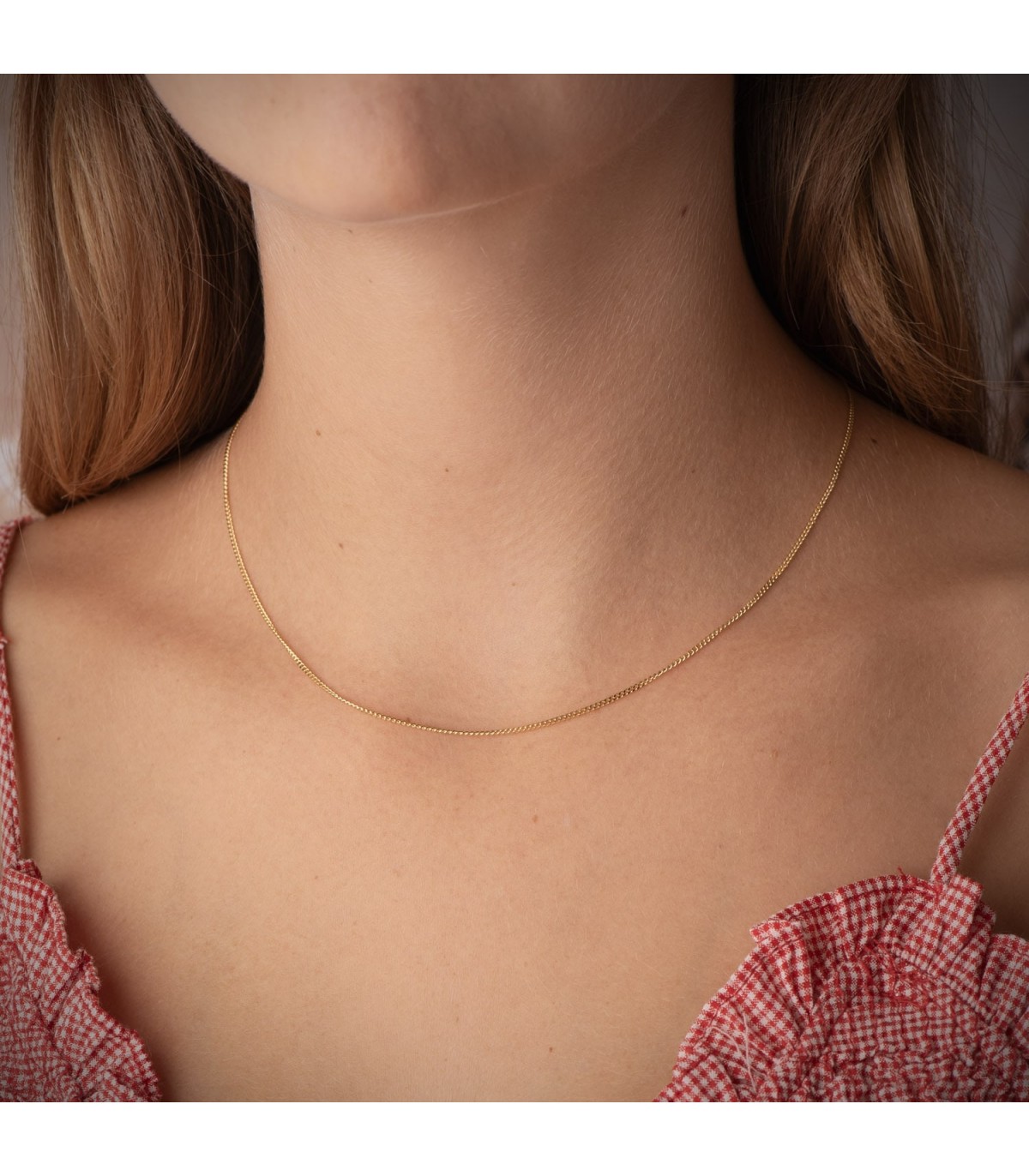 Cadena de oro fina 18 kilates modelo Barbada - 40 cm x 1 mm - cadenitas de oro para mujer