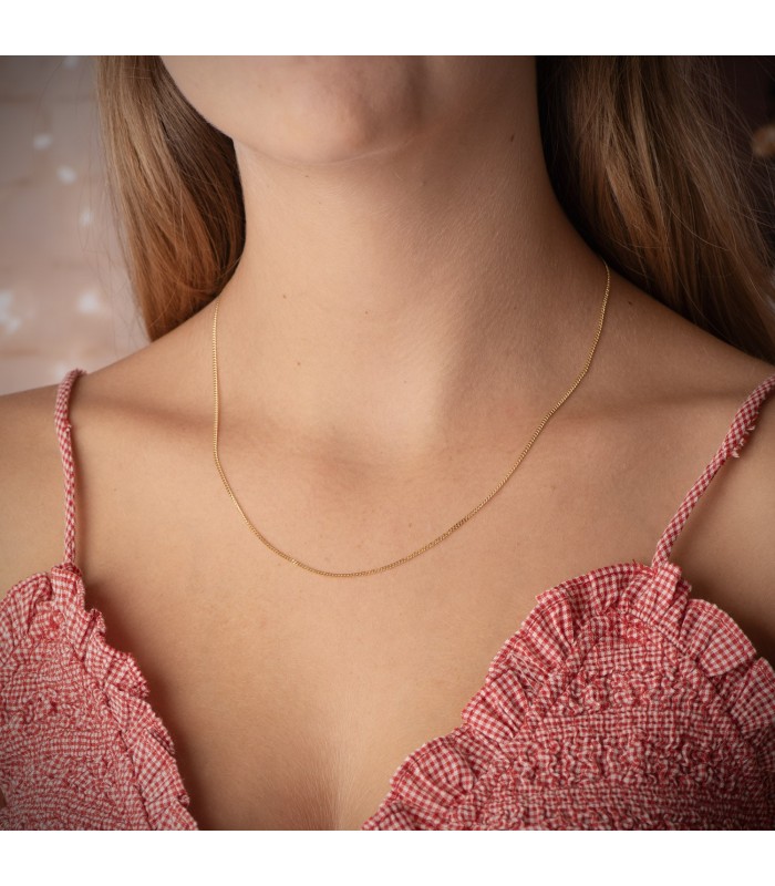 Cadena oro mujer fina 18 kilates modelo Barbada - 45 cm x 1 mm - Collares y cadenas de oro para hombre, mujer y niños.