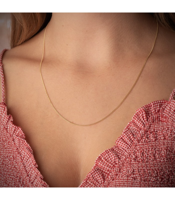 Collana catena cubana, modello grumetta 1mm oro 18 Kt 50cm - Catene unisex da donna, uomo e bambini.