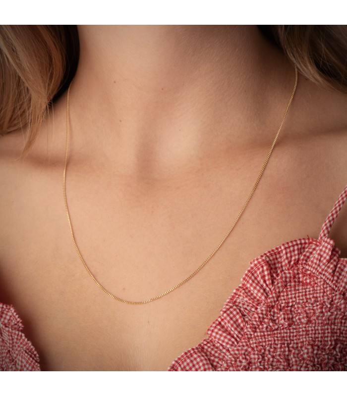 Collana catena cubana, modello grumetta 1mm oro 18 Kt 50cm - Catene unisex da donna, uomo e bambini.