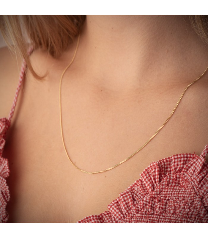 Collana catena cubana, modello grumetta 1mm oro 18 Kt 50cm - Catene unisex da donna, uomo e bambini.