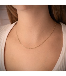 Chaîne en or 750 avec maille Gourmette - Chaînette Baptême 1 mm 50 cm - Bijoux en ligne pour femme