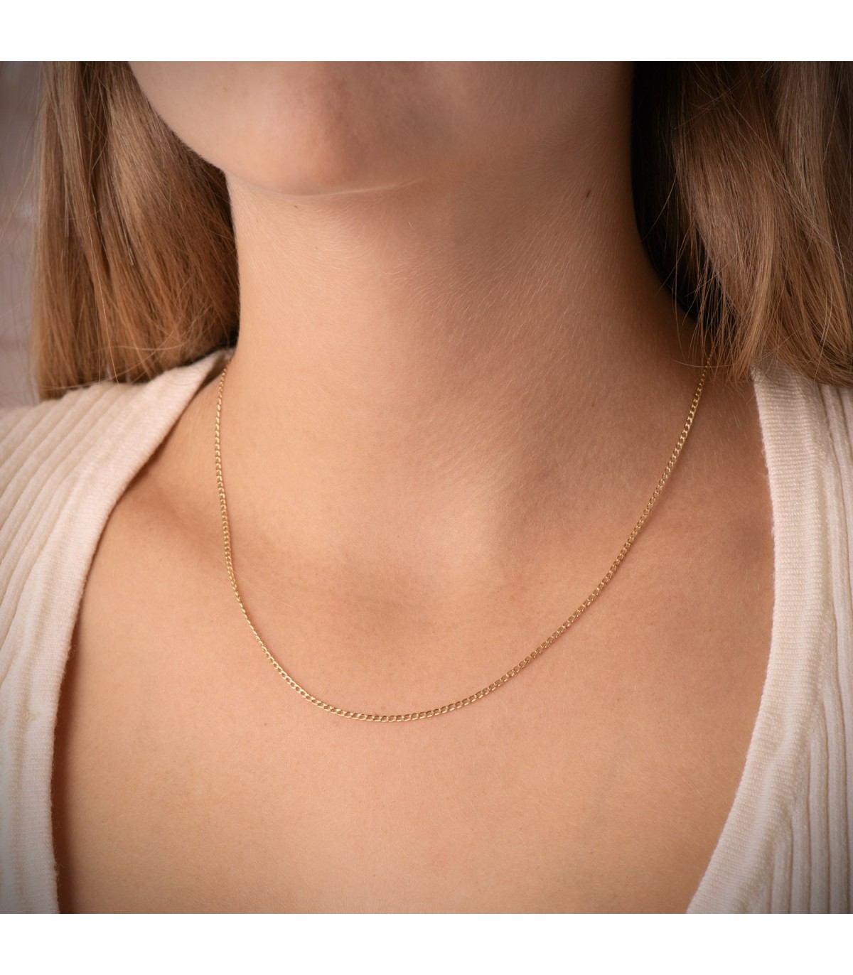Collana catena a maglia groumette in oro 750 - 1 mm 45 cm - Gioielli online da donna.