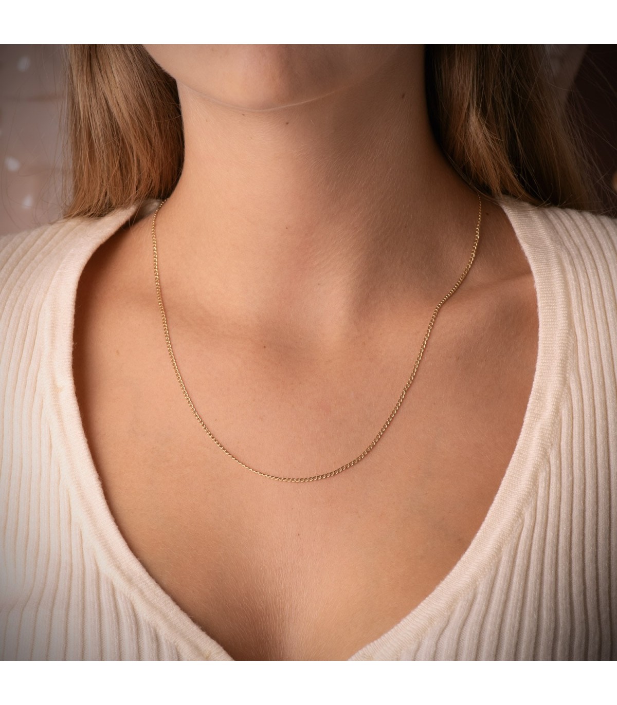 Collana catena a maglia groumette in oro 750 - 1 mm 50 cm - Gioielli online da donna.