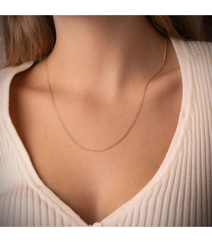 Cadena de oro para mujer tipo Barbada - 1 mm  50 cm - Joyas online 18 kilates.