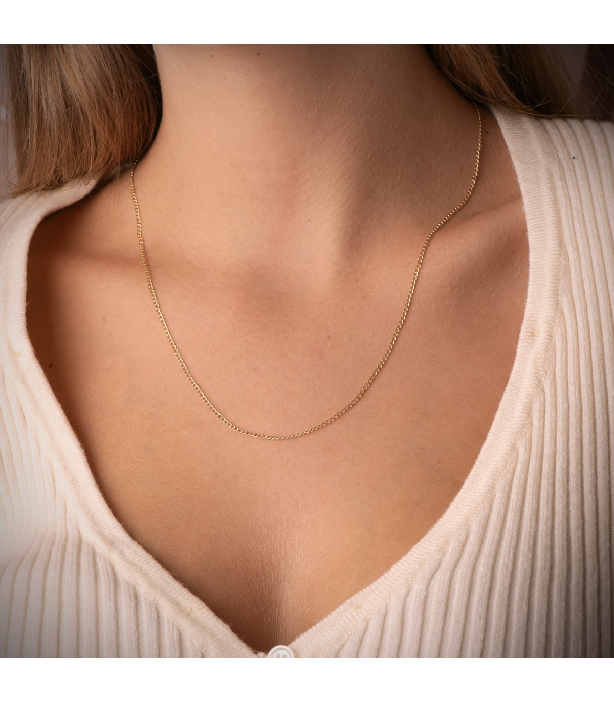 Collana catena a maglia groumette in oro 750 - 1 mm 50 cm - Gioielli online da donna.