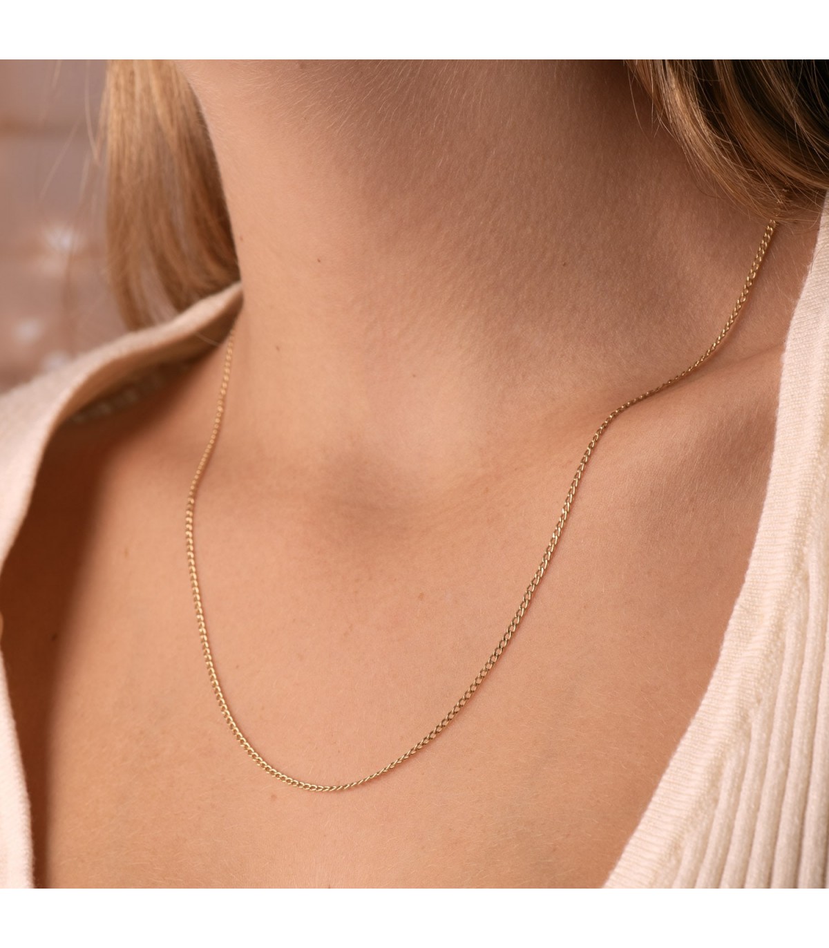 Collana catena a maglia groumette in oro 750 - 1 mm 50 cm - Gioielli online da donna.