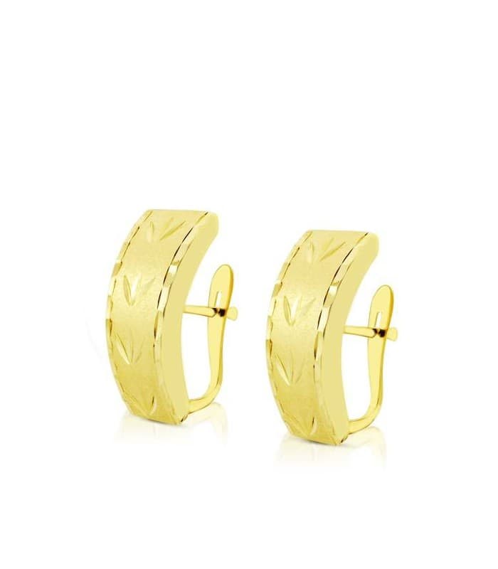 Pendientes en oro amarillo Lucrecia para mujer, pendientes lapidados tallados cierre catalán.