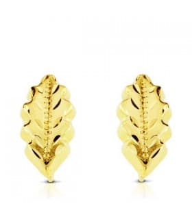 Orecchini in oro giallo, forma foglia, modello da donna Catalina 18 carati