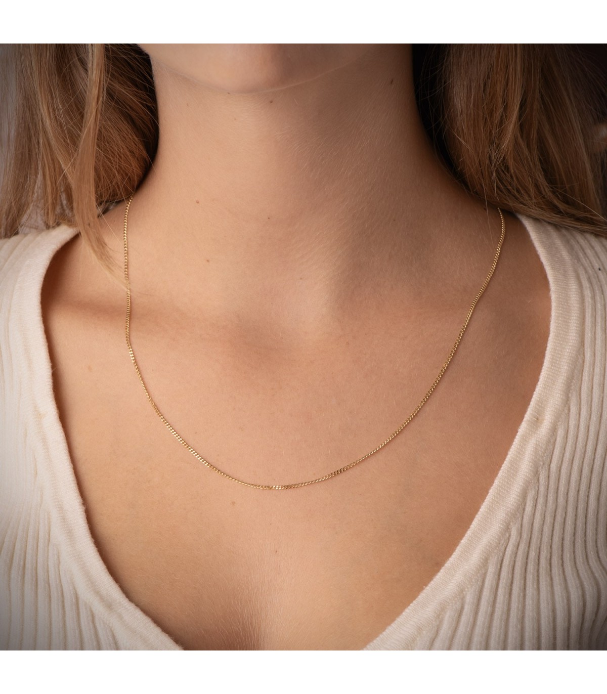 Collana maglia grumetta 1,2 mm 18 Kt 50 cm - Catene in oro per uomo e donna, modello unisex.