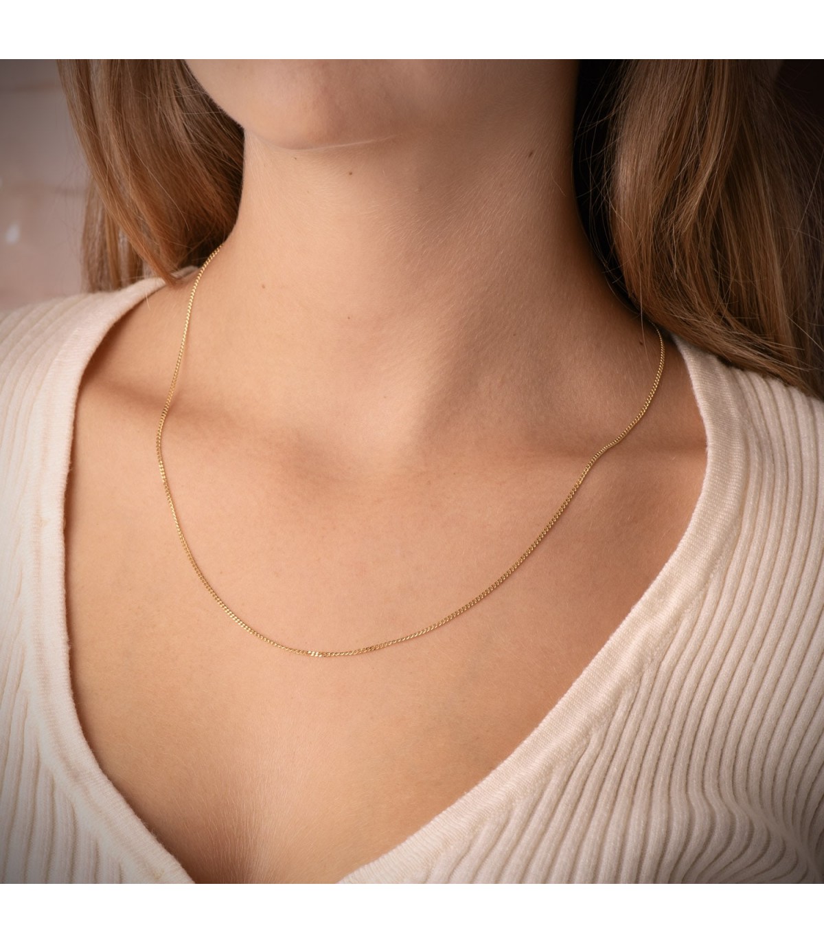 Collana maglia grumetta 1,2 mm 18 Kt 50 cm - Catene in oro per uomo e donna, modello unisex.
