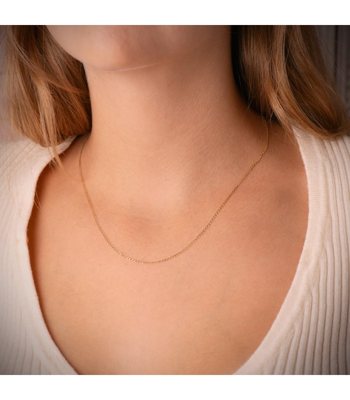 Catena oro sottile a maglia allungata Cheval -  Collana catenina da donna 1mm 45cm