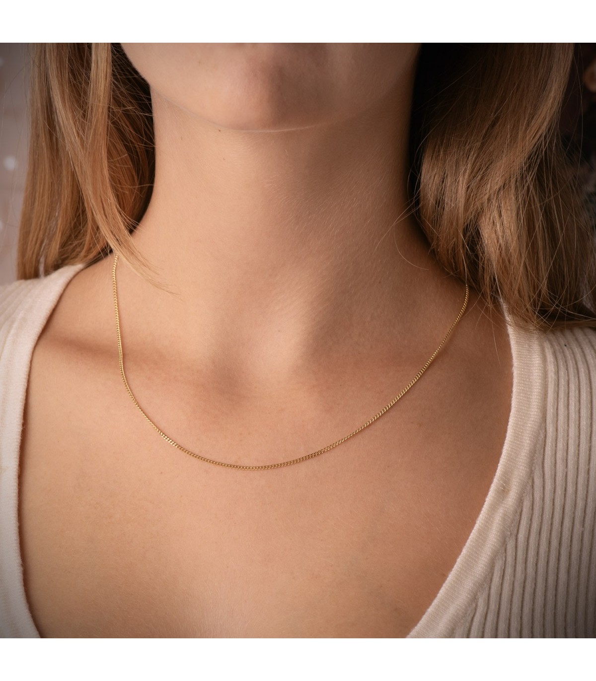 Cadena Barbada 1.2 mm oro 18 Kilates 45 cm | Cadenas cortas de la mejor calidad · Cadenas mujer