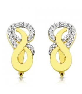 Damenohrringe 18K Gold - Ohrringe Glatt 750 Gelb-/ Weißgold - 1 Paar Ohrclips kurvige Form Bicolor