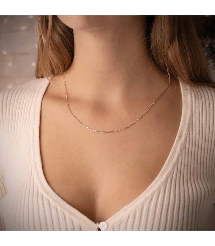 Cadena Barbada 1.2 mm oro 18 Kilates 45 cm | Cadenas cortas de la mejor calidad · Cadenas mujer