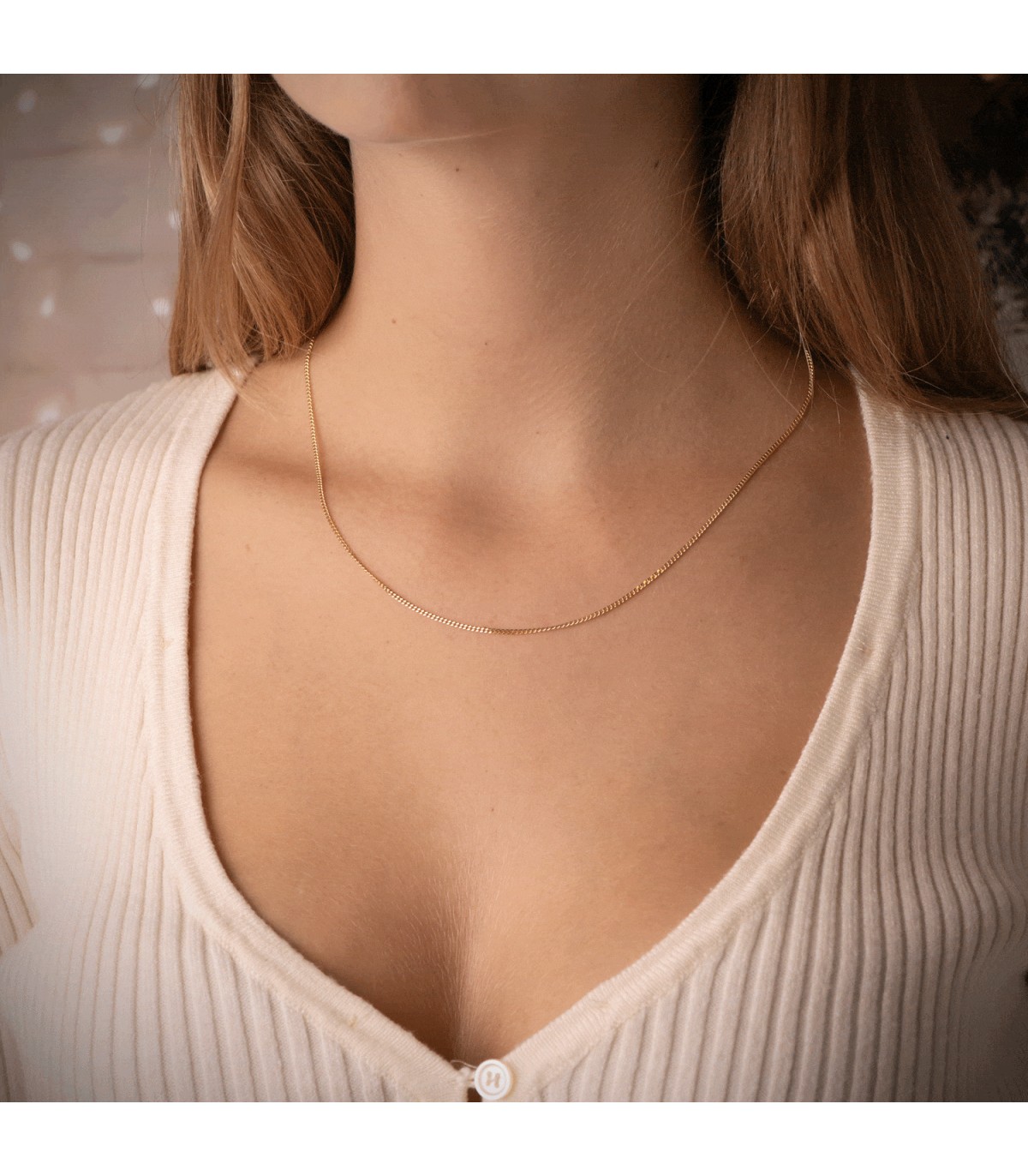 Cadena Barbada 1.2 mm oro 18 Kilates 45 cm | Cadenas cortas de la mejor calidad · Cadenas mujer