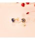 Orecchini Cuore con punto luce zircone Blu, orecchini a lobo oro giallo 18 kt, da donna.