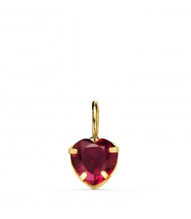 Herz Anhänger Stein rot Gelbgold 750, Zirkonia Rubinfarbe 6 mm | Schmuck Damen