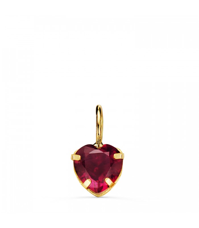 Colgante corazón rojo Oro 18K 6mm | Colgantes de mujer, piedras de colores