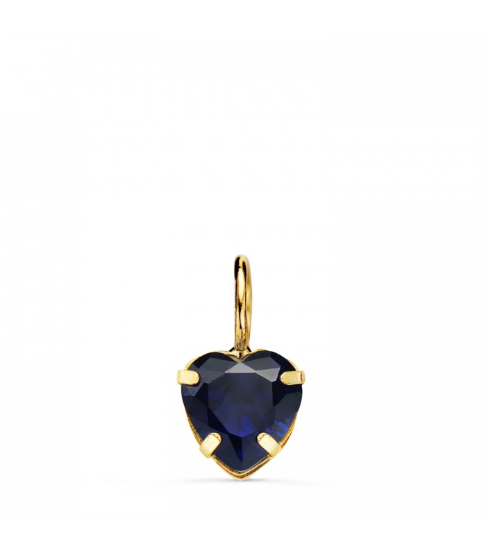 Herz Anhänger Stein blau Gelbgold 750, Zirkonia Saphirfarbe 6 mm | Schmuck Damen