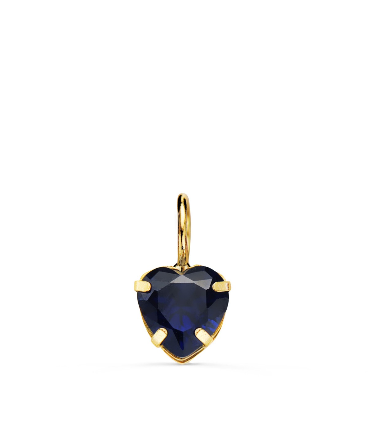 Herz Anhänger Stein blau Gelbgold 750, Zirkonia Saphirfarbe 6 mm | Schmuck Damen