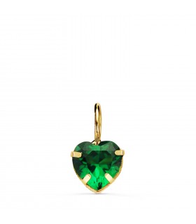 Herz Anhänger Stein grün, Gelbgold 750, Zirkonia Smaragdfarbe 6 mm | Schmuck Damen