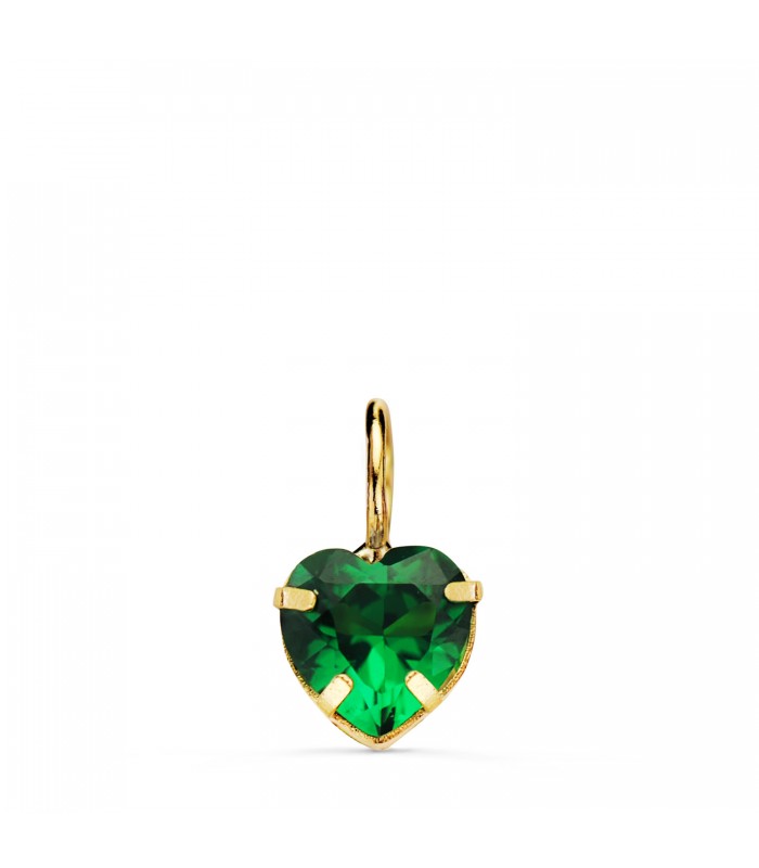 Herz Anhänger Stein grün, Gelbgold 750, Zirkonia Smaragdfarbe 6 mm | Schmuck Damen