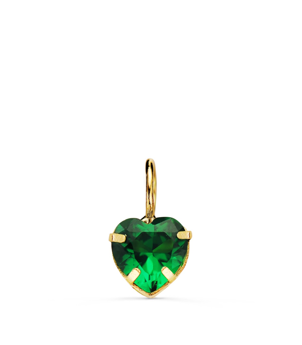 Herz Anhänger Stein grün, Gelbgold 750, Zirkonia Smaragdfarbe 6 mm | Schmuck Damen