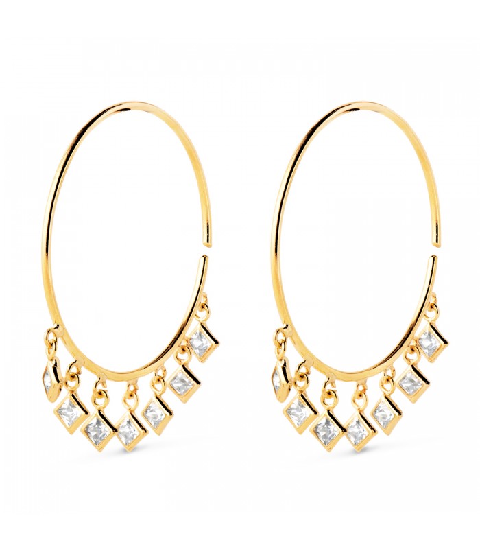 Créoles Zircon Losange Or 18K 20mm. Boucles d'oreilles par femme, bijoux en ligne.