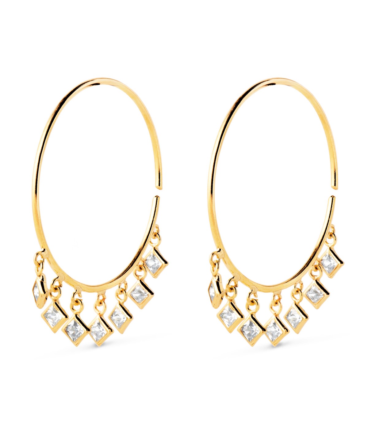 Créoles Zircon Losange Or 18K 20mm. Boucles d'oreilles par femme, bijoux en ligne.