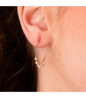 Pendientes Aros Zircon rombo Oro 18K 20mm. Joyas mujer, joyería online.