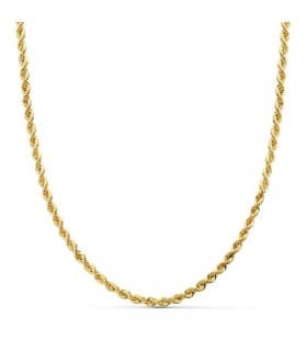 Chaîne Corde Torsadée Légère Or jaune 18k 60cm 3mm