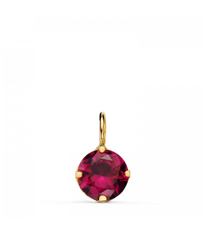 Ciondolo punto luce con pietra colorata rubino, zircone rosso 6 mm - Ciondoli da donna