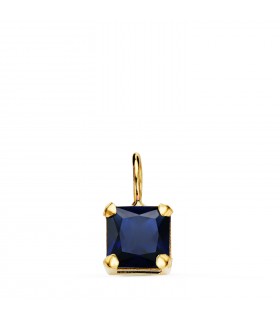 Ciondolo con pietra Carré blu zaffiro, in oro 18kt 6 mm - Gioielli e collana donna