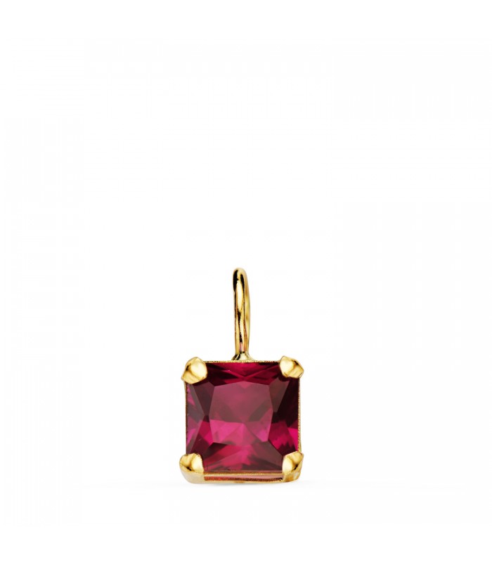 Pendentif carré rouge Or 18K 6,5mm| Pendentif pour femme, idée-cadeau femme bijoux