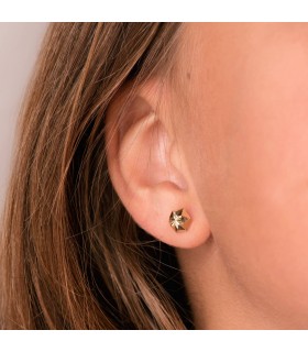 Orecchini a esagono, modello per donna o ragazza Evita, 6 mm, oro giallo 18 kt